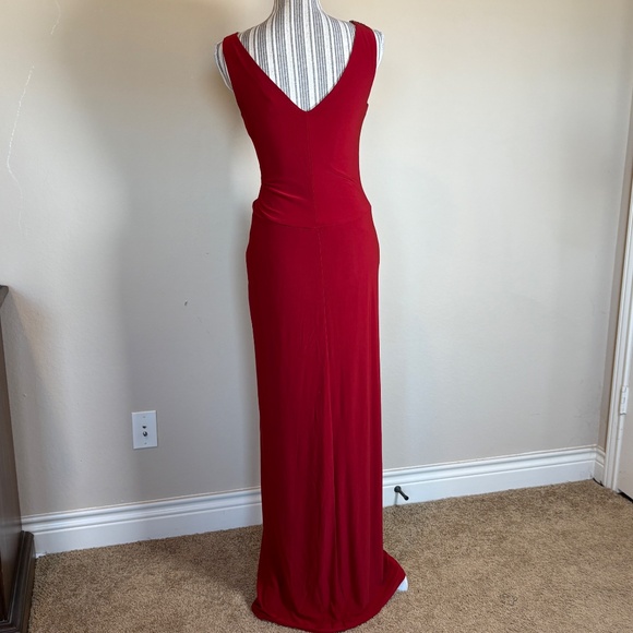 Lauren Ralph Lauren Sleeveless Maxi Evening Gown Ruched Sz 6 Red Formal Elegant - Picture 7 of 16